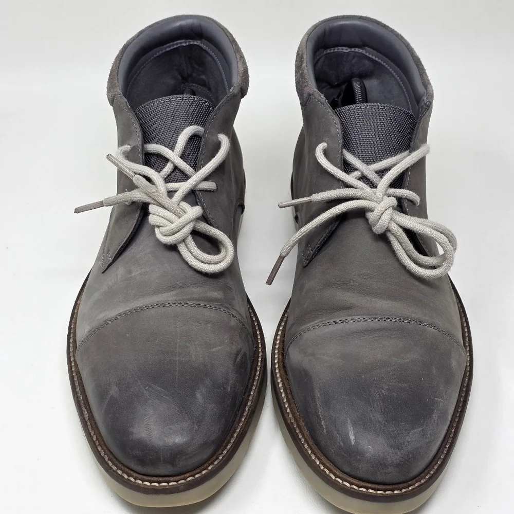 Clarks Collection Gray Leather Cap Toe Chukka Boots 14885‎ Men's US  Size 11 M